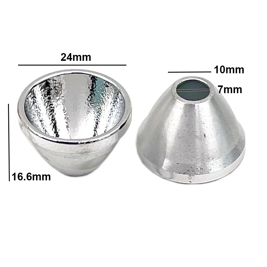 24mm x 16.6mm x 7mm Aluminum Reflector Vacuum Plated Lamp Cup for 5050 LED S21 Flashlight Torch