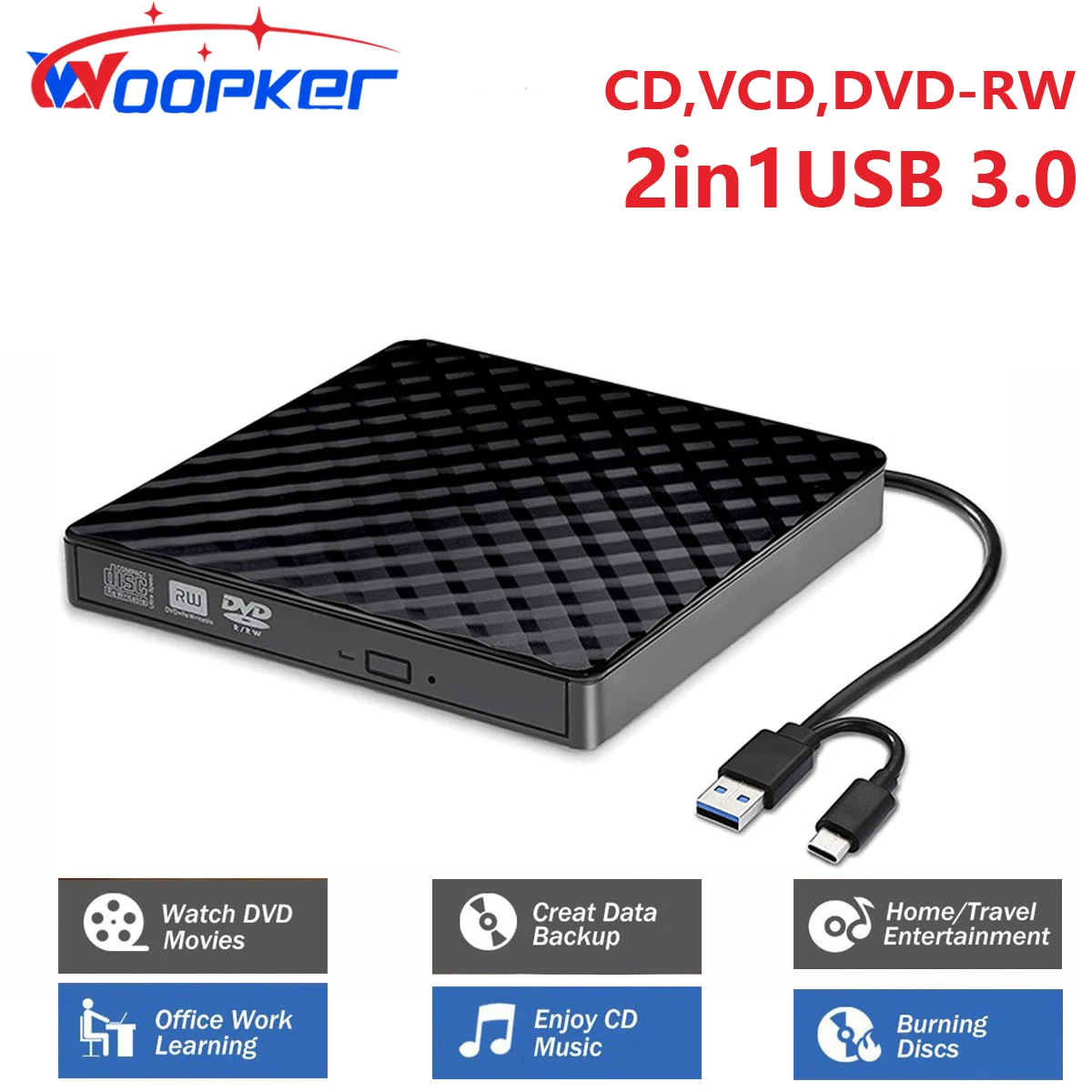 

Картридер внешний Woopker 2 в 1, USB 3,0, USB 3,0