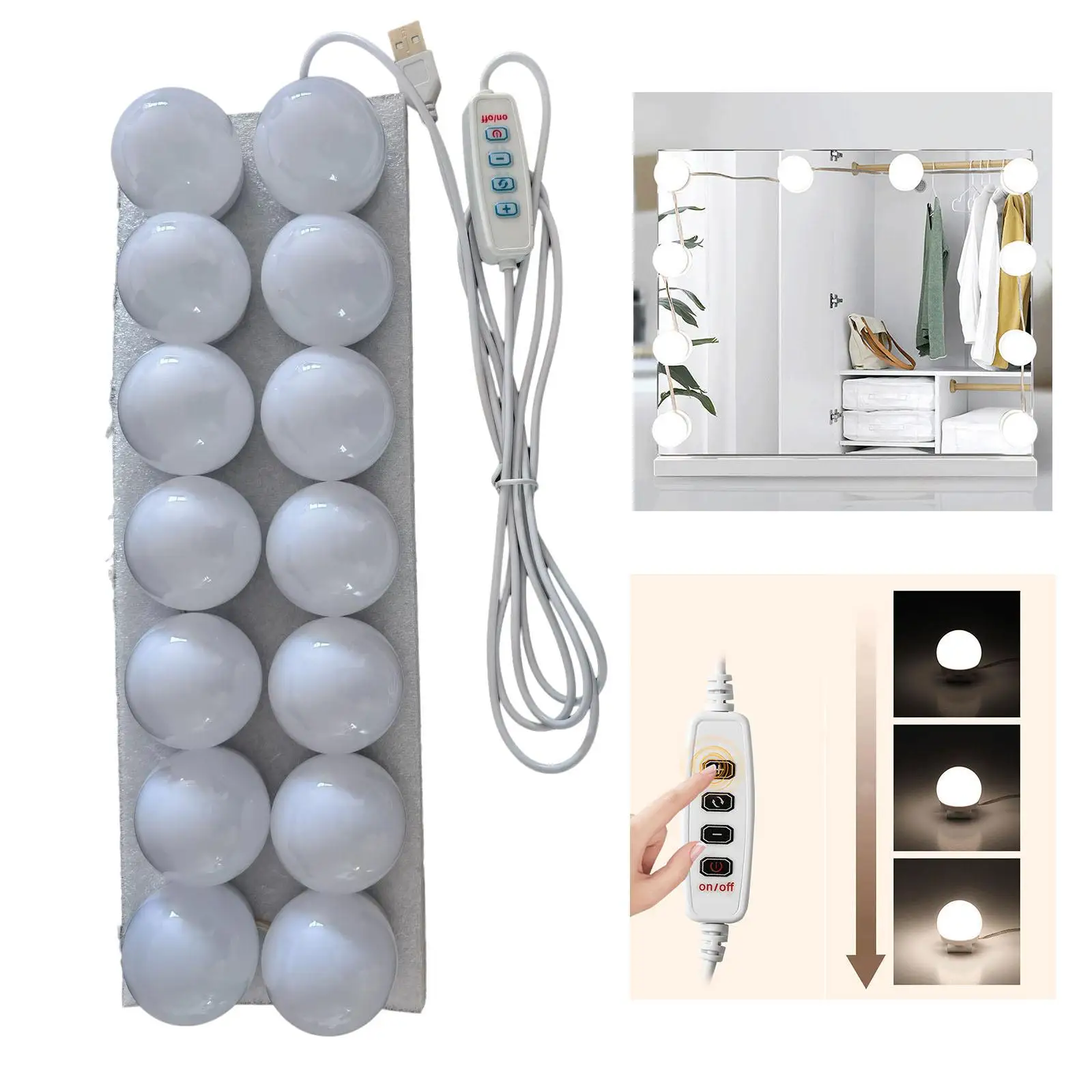LED Makeup Mirror Lights Dimmable Bulbs for Vanity Stick Bedroom Tabletop