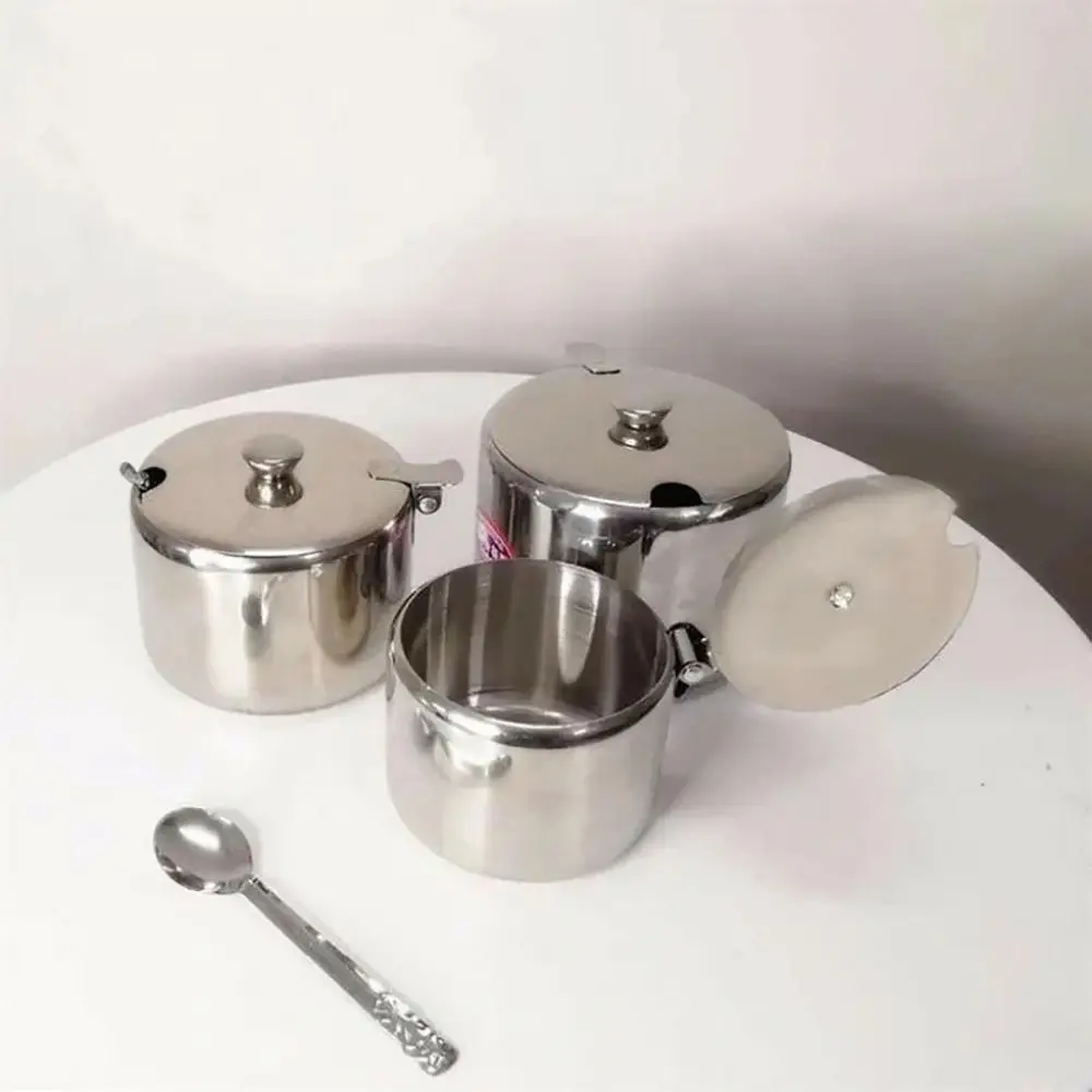 Seasoning Jar 1Pcs Mini Sugar Container Lid Spoon Sauce Cans Sugar Jam Salt Pot Kitchen Supplies seasoning jar