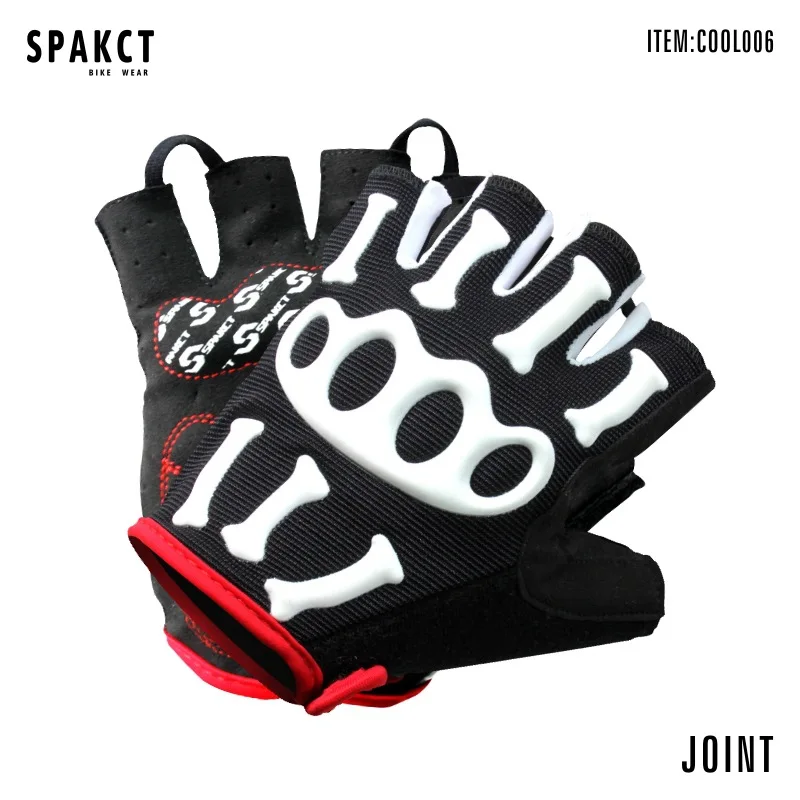SPAKCT Skull Gloves Bike SRG Silicone Gel Pad MTB Road BMX Gloves