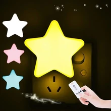 

Cute Star LED Plug-in Night Light AC110-220V Timer Light Sensor Control Bedside Wall Lamp Remote Controller Baby Sleeping Light