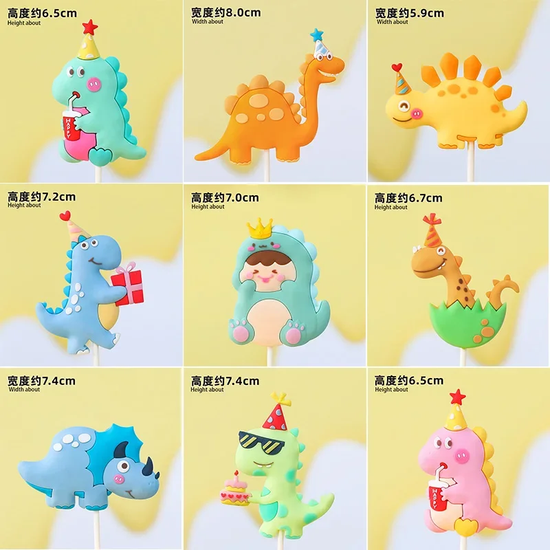 Dinosauro Cake Topper Cartoon Soft Glue Plug-In Mori Jurassic Decorazioni Per Feste A Tema Ragazzo O Ragazza Happy Birthday Party Cake Decor