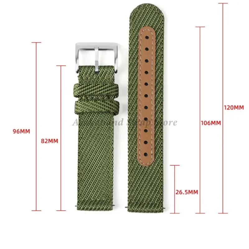 Unisex Quick Release Nylon Canvas Watch Strap - 18mm, 20mm, 22mm