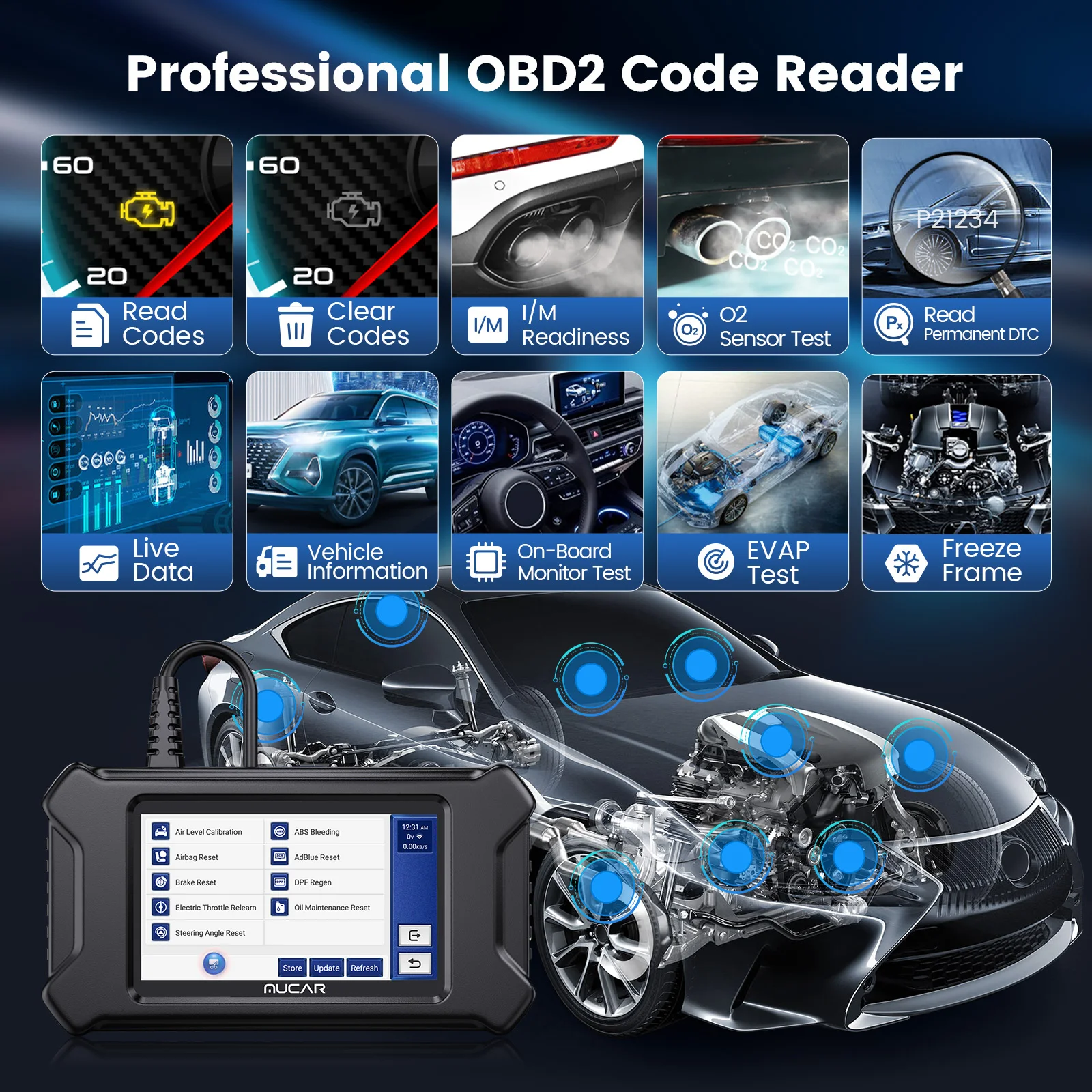 MUCAR CS4 OBD2 ĵ 4 ý ABS SRS ECM TCM  ,  EPB SAS TPMS ETS Ʈ,  , 5  