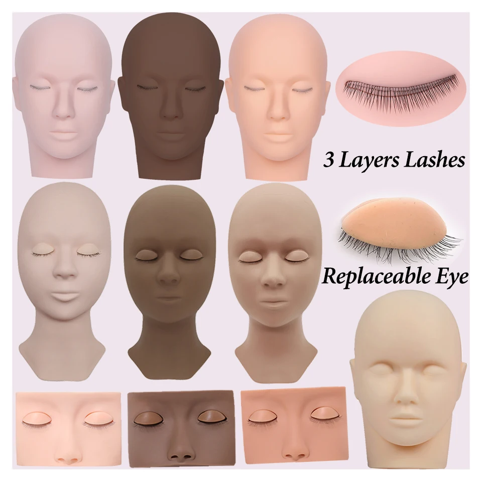 3D Künstliche Wimpern Mannequin-Augen Simuliertes Silikon-Augenmodell Puppenkopf Wiederverwendbare Silikon-Augen für Wimpernverlängerungs-Übungen – Detail 8
