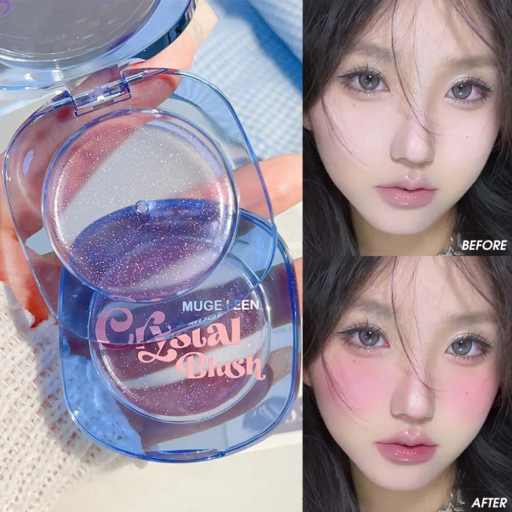 Matte Shimmer Color Changing Blush Cream Transparent Crystal Peach Pink Rouge Cheek Naturally Brightening Contour Blusher Makeup 3