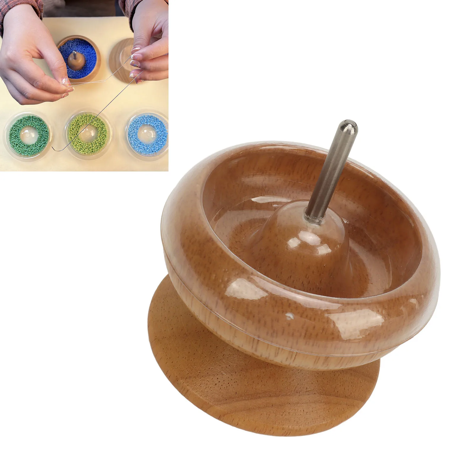 

Спиннер из бисера для изготовления ювелирных изделий, деревянный Спиннер для браслетов с чашей из бисера и большими иглами для бисероплетения, для изготовления бисера