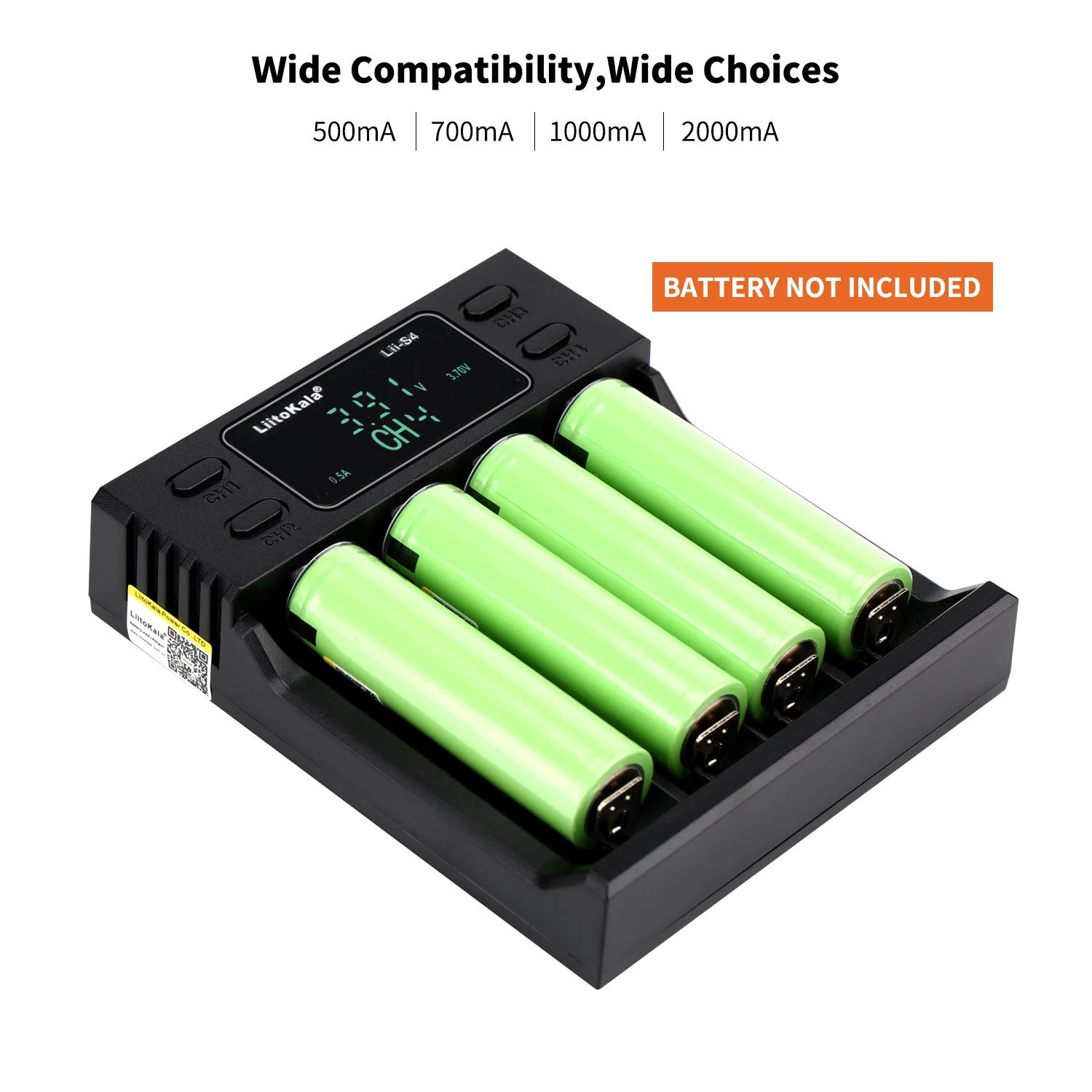 LiitoKala Lii-S4 18650 스마트 충전기 LED 4 슬롯, 26650 21700 18350 AA AAA 3.7V 1.2V 자동 극성 검출기 충전기