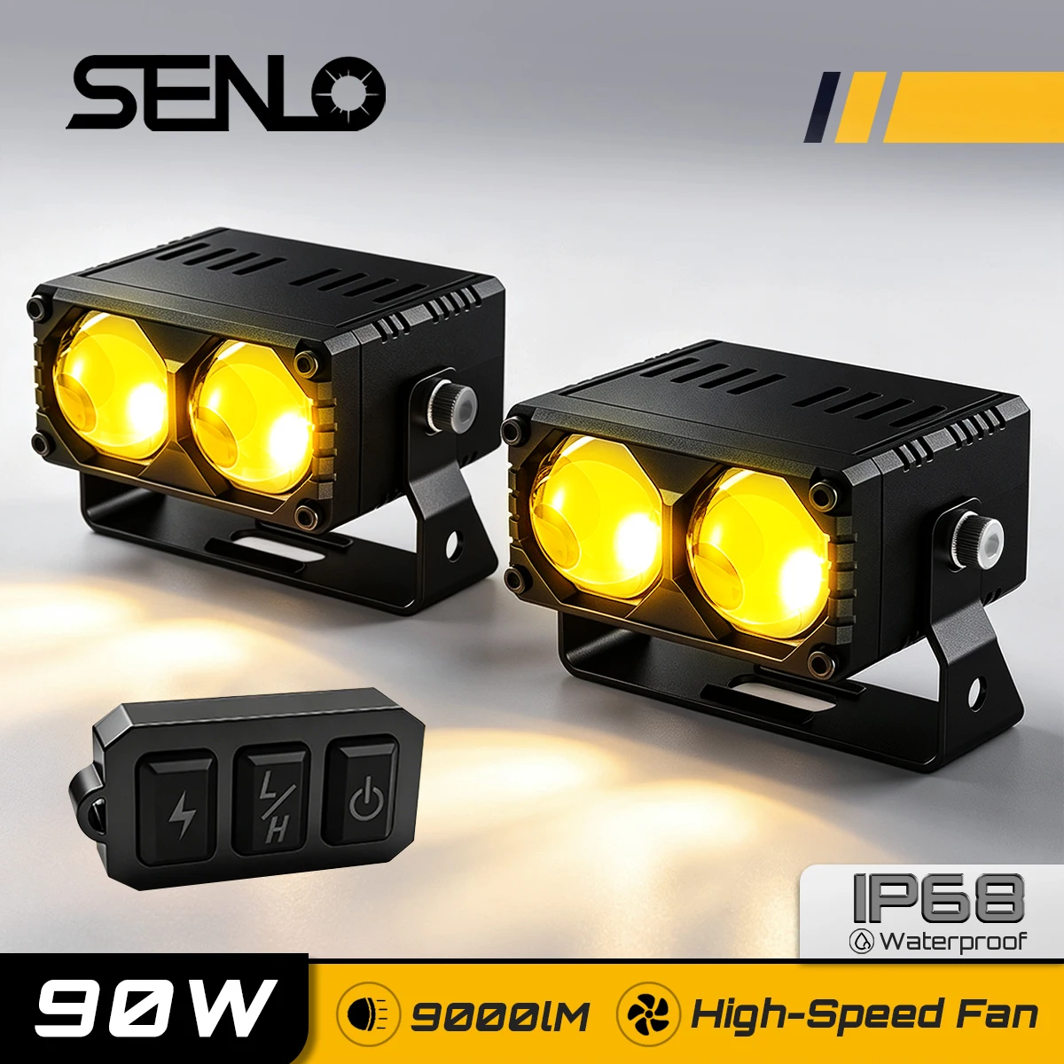 90W 90000LM Luci a Led per illuminazioni auto Lenti Bi Led Fendinebbia per camion Faro con interruttore Faretto ausiliario per moto