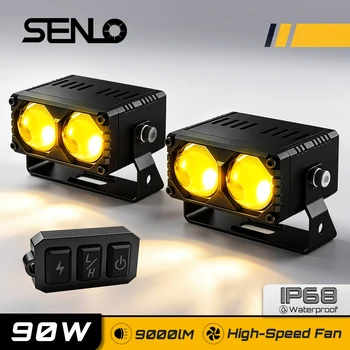 90W 90000LM Luci a Led per illuminazioni auto Lenti Bi Led Fendinebbia per camion Faro con interruttore Faretto ausiliario per moto