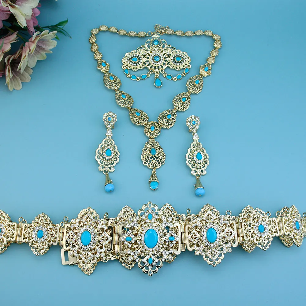 Sunspicems Chic Arabic Bride Jewelry Sets For Women Gold Color