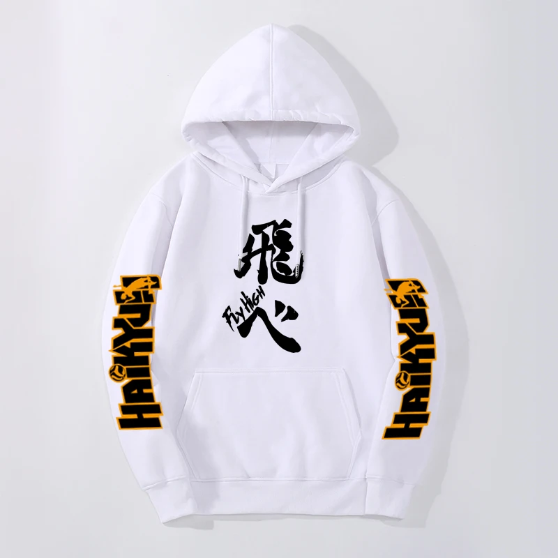 

2024 Autumn Hot Anime Haikyuu Mens Hooded Hoodie Women Fly High Graphic Sweatshirts Round Neck Oversize New Moletom Sportswear