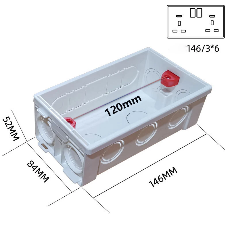 Wall Surface Mounted Junction Box, 146mm x 86mm, for Switch and Outlet Installation