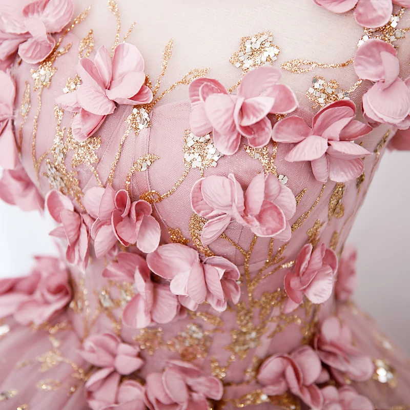 Maria Novia Primrose Grass Pink Quinceanera Dresses Flower Plus Size Ball Gown Prom Dress Vestidos Princesa Anos Customized for quinceanera dresses