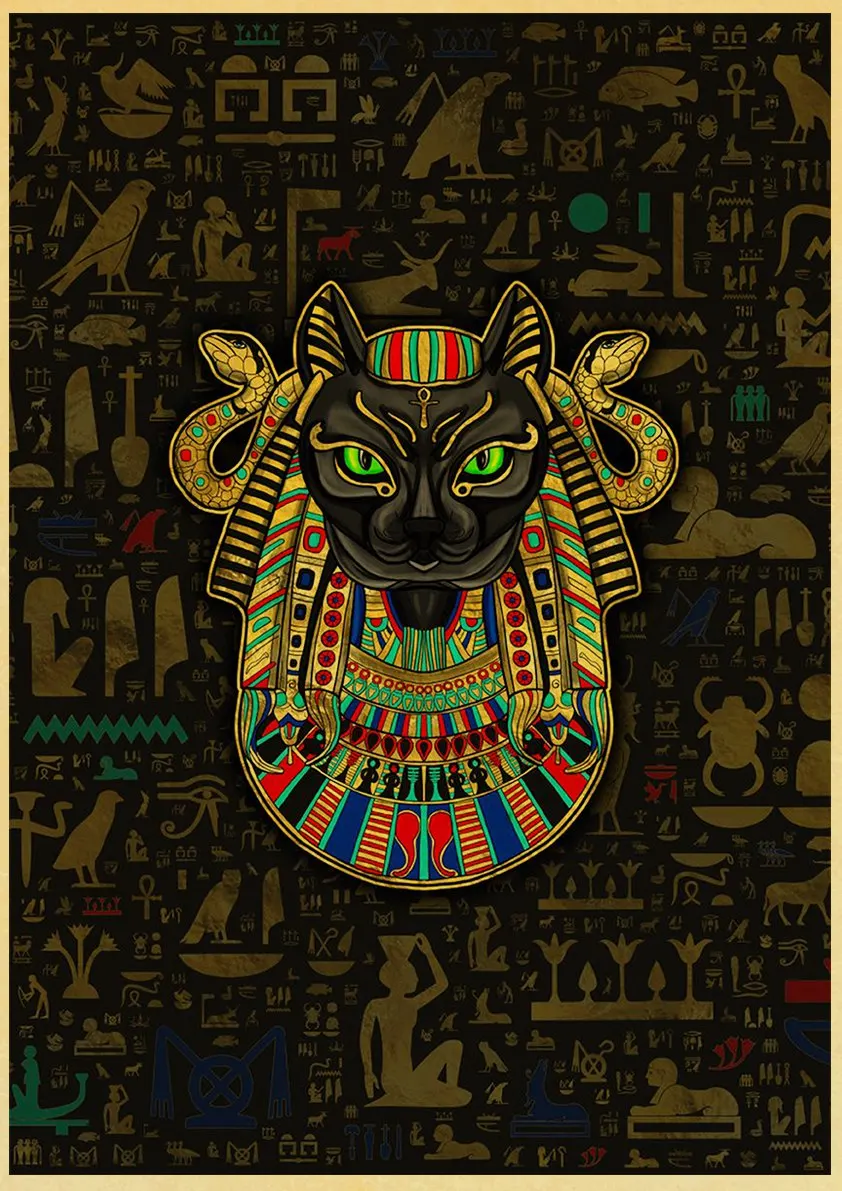 Bastet Ancient Egypt Mythology Cat Retro Poster Vintage Art Print