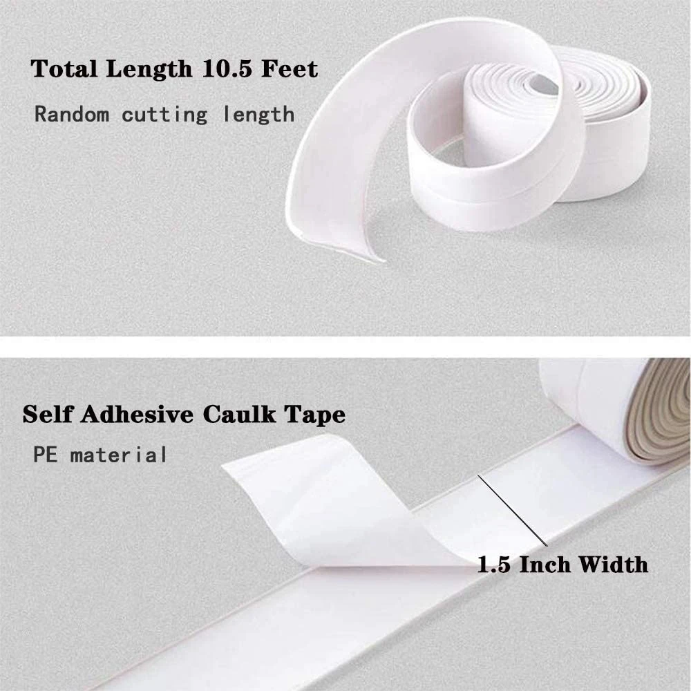 Magic White Shower Caulk Strip - Pre-shaped, Flexible Trim with