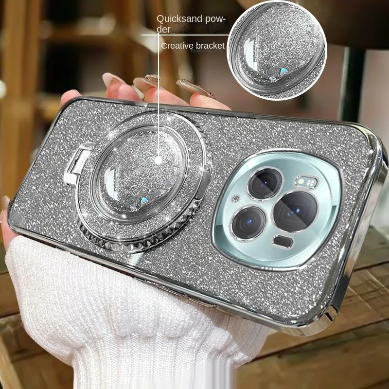 Soft Bling Glitter Quicksand Ring Stand Protective Back Cover