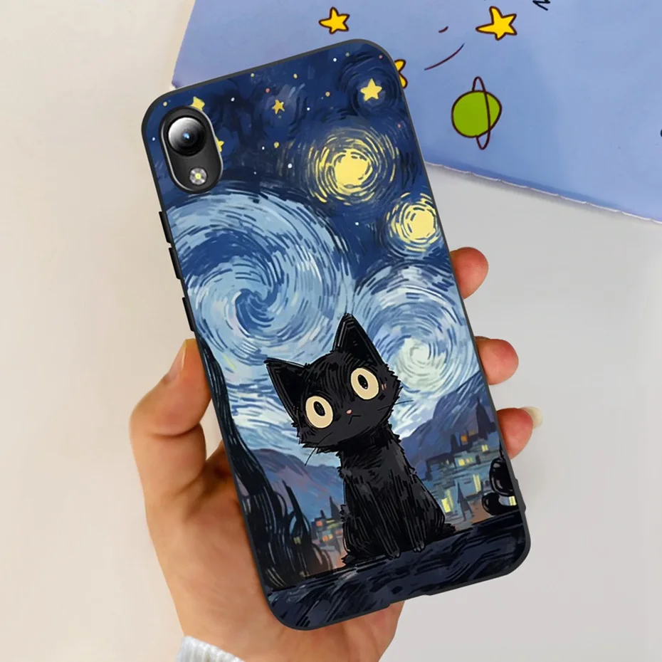 Lovely Printing Black Silicon Soft Back Cover Phone Case