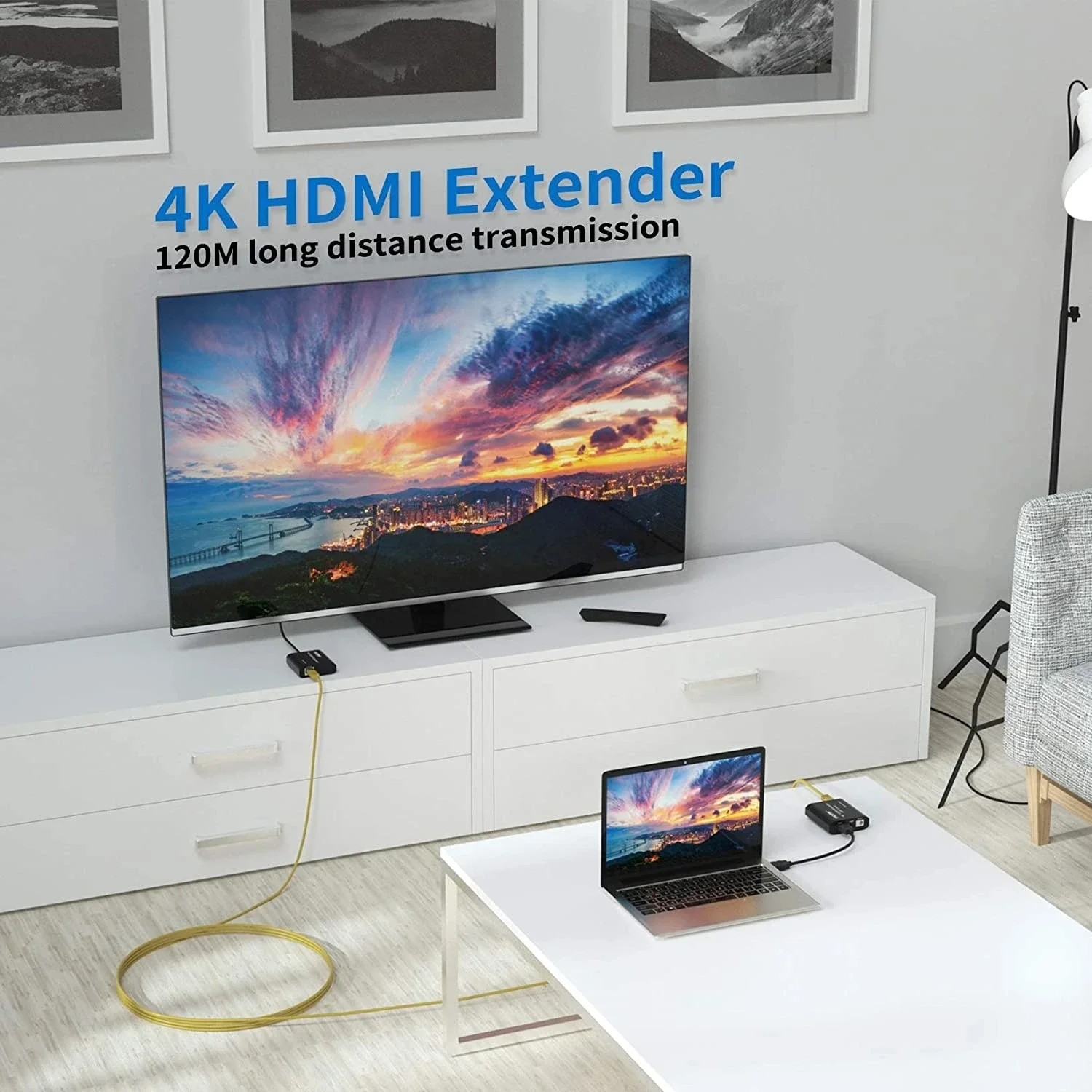 4K HDMI Extender 120M over RJ45 CAT5e/6 vs 1080P 60M HDMI to Ethernet Rj45 Video Extender with Audio EDID for PS5 PC Laptop TV hdmi extender
