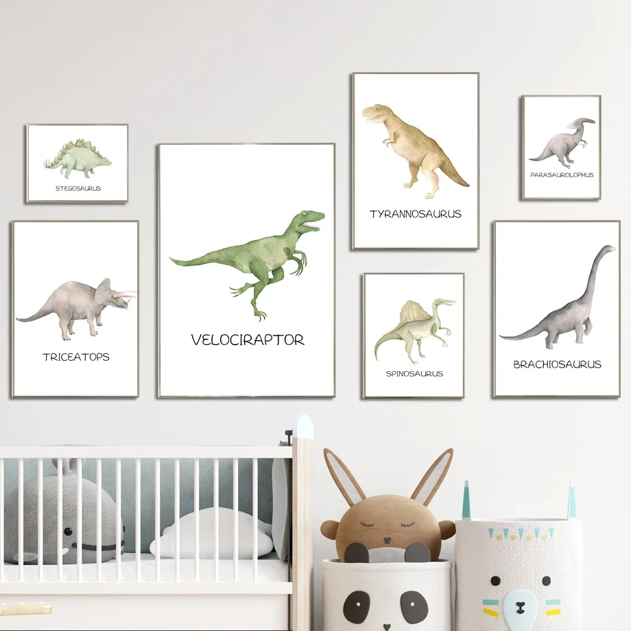 

Jurassic Cute Dinosaur Prehistoric Animals Wall Art Canvas Painting Nordic Posters And Prints Pictures Boy Kids Room Home Decor