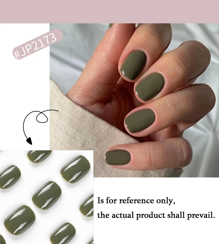 Short Round Wearable Fake Nails with Glue