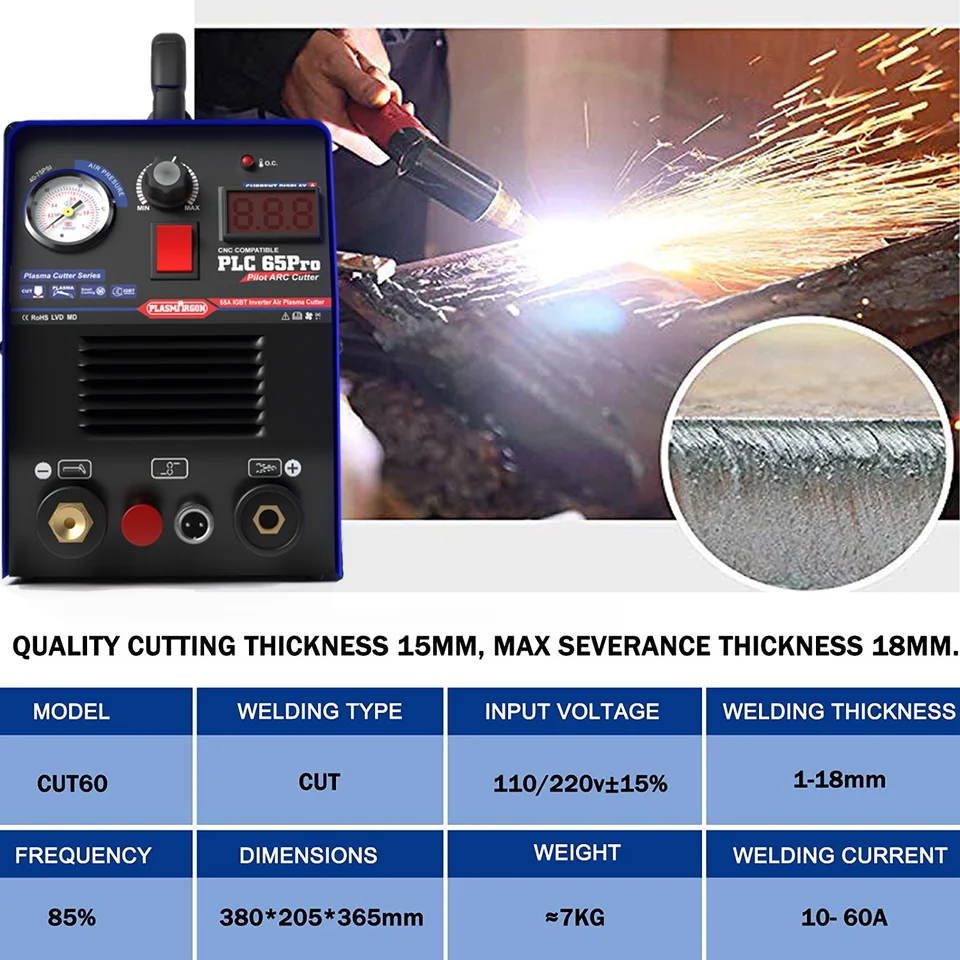 Taglierina Al Plasma CUT 60Y IGBT – 60A, 220V, Taglio Fino A 16 Mm Per Metalli Ferrosi E Non Ferrosi
