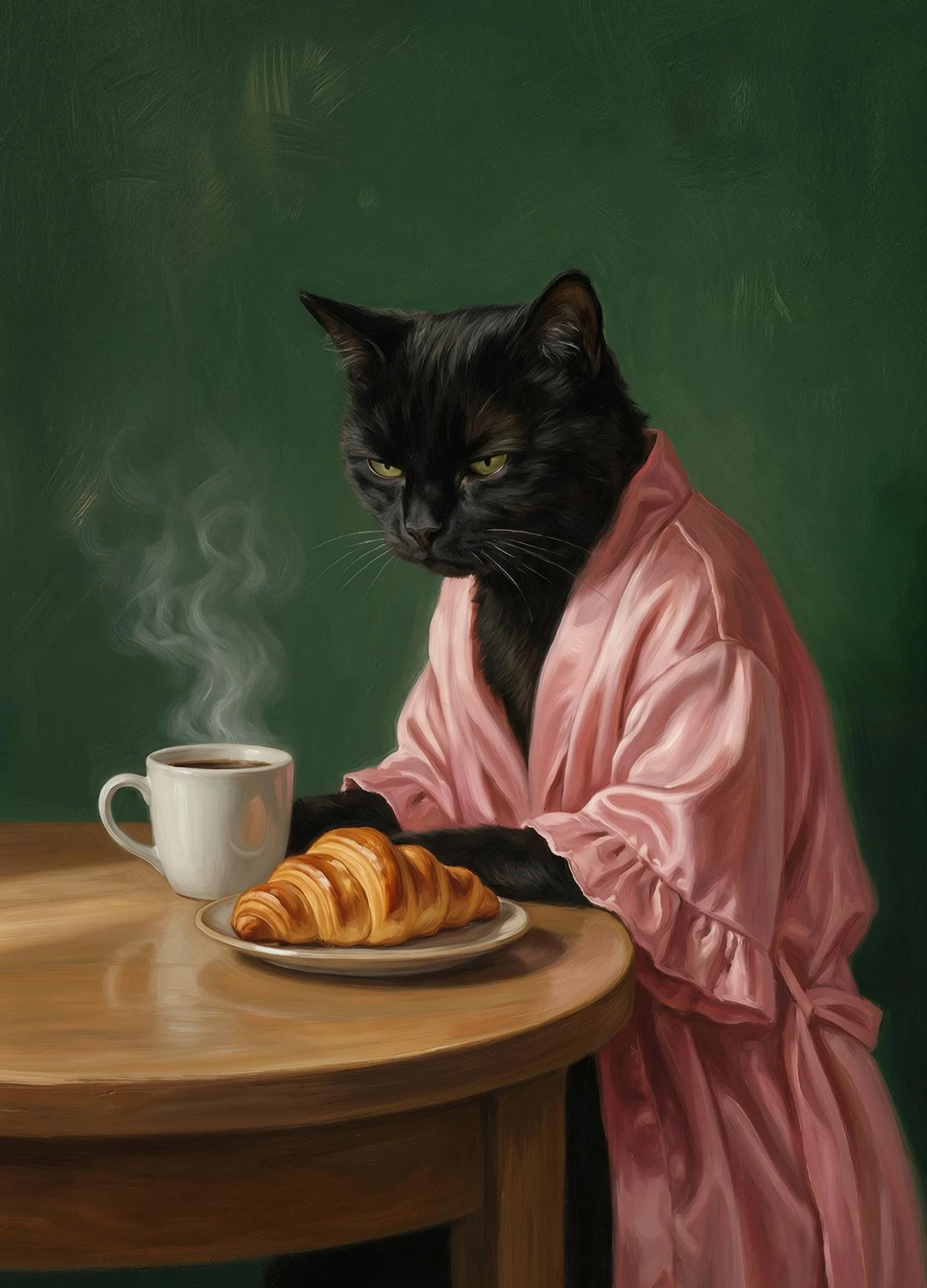 Charming Black Cat & Desserts Art Canvas