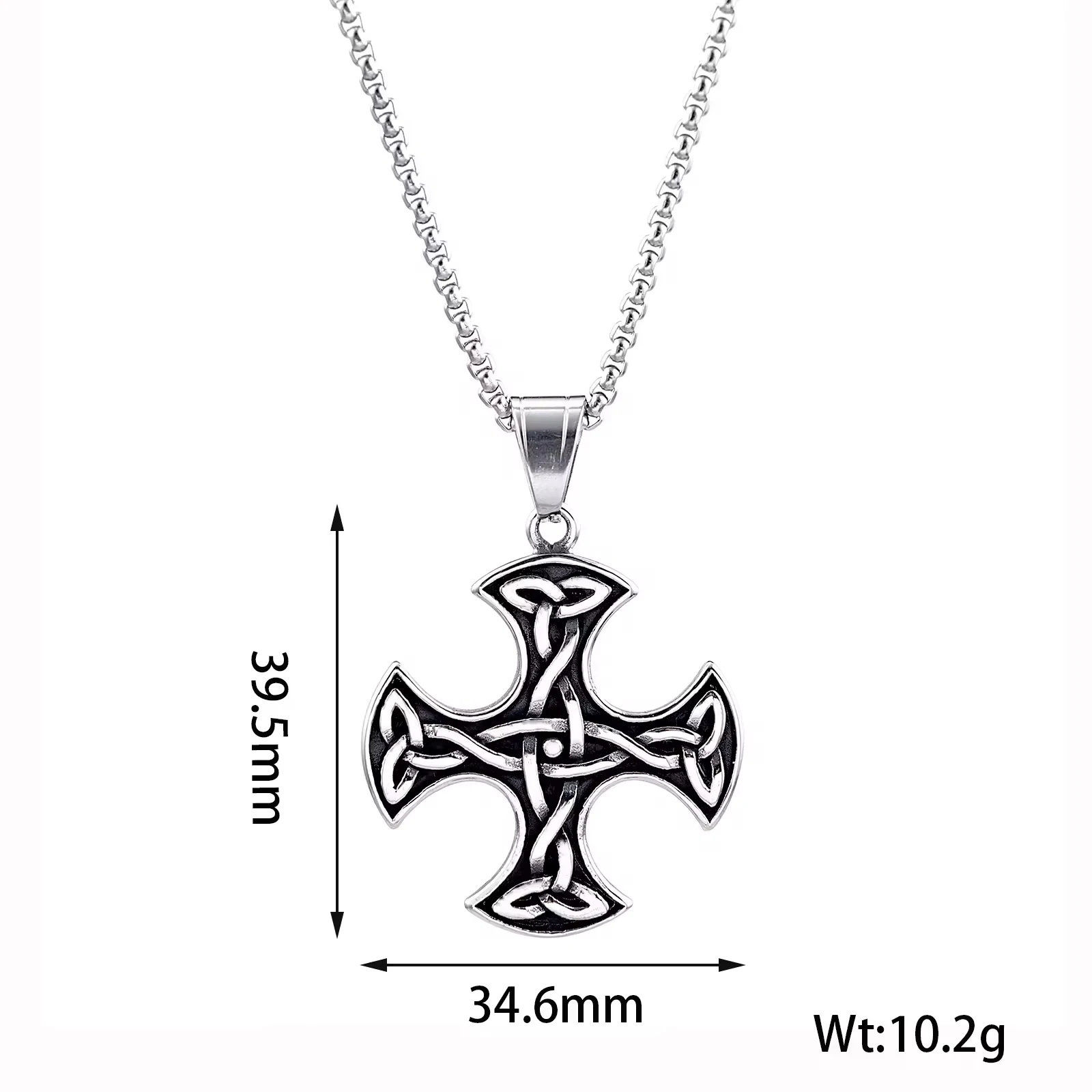 Classic nordic men necklace，stainless steel jewerely Viking Irish knot celtic cross pendant necklace for men women daily wear