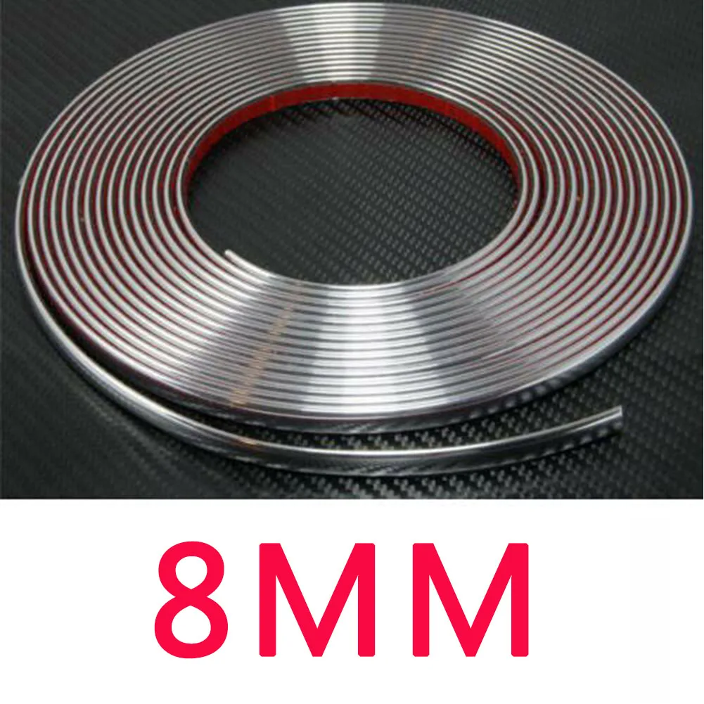 

Hot 2020 New Car decoration strip 1 set 8mm*5m Car Styling Moulding Chrome Decoration Self Adhesive Cover Tape
