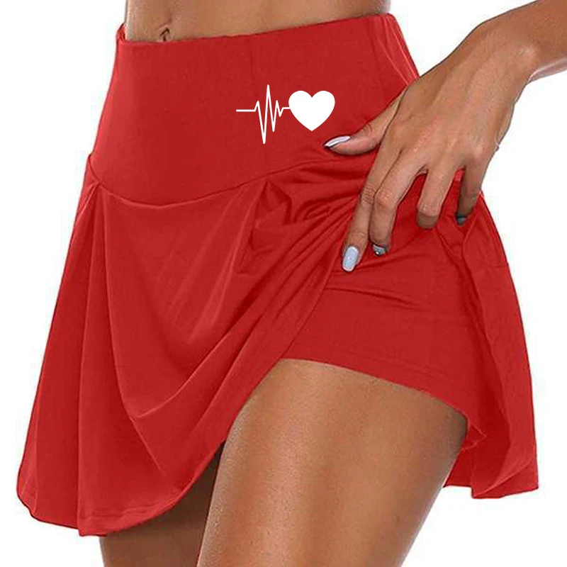 

Women Solid Color High Waist Double Layer Fake Two Piece Sports Short Skirt For Yoga Dance Sport Leggings Shorts Sexy Mini Skirt