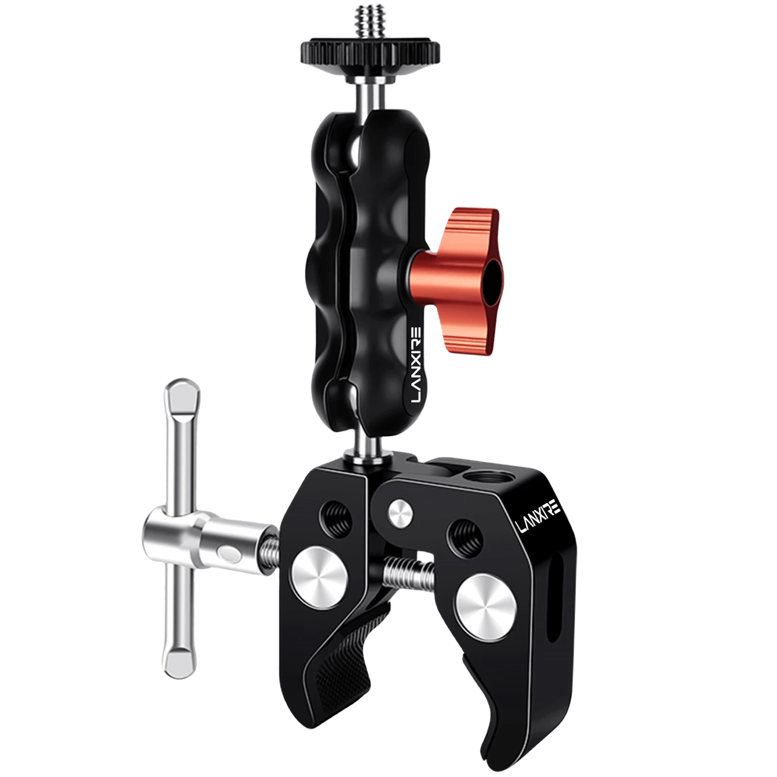 Lanxire Camera Clamp Mount Super Clamp Con Braccio Magico Doppia Testa A Sfera Per Gopro Insta360 Dji Aciton Camera Monitor Flash Lights