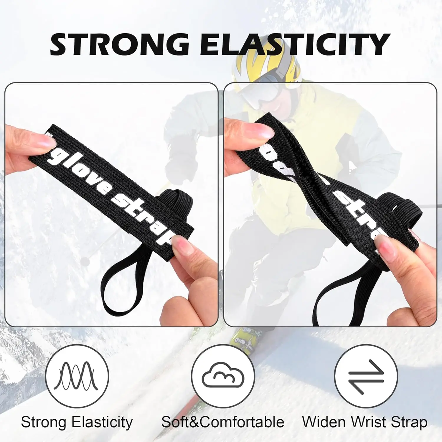 Sport Glove Safety Strap Elastic Ski Glove Leash Holder Ski Gloves Leash Handcuffs for Hanging Glove for Skiing Snowboarding 5