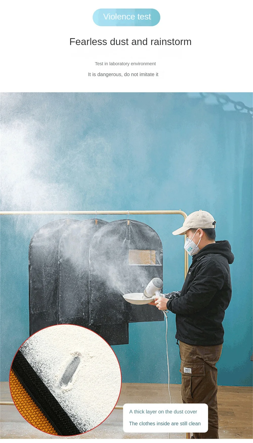 Description Picture 3 of itemHousehold Waterproof Dust BagTransparent Coat Dust Cover Thickened PEVA Suit Hanging Bag Clothing Dust Cover Household