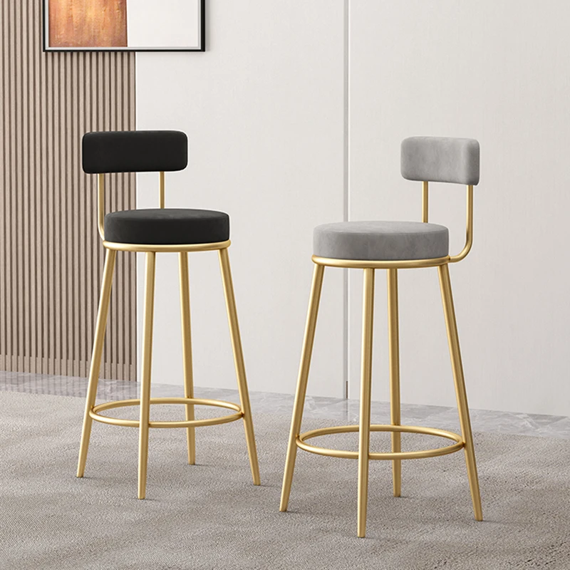 

Decoration Salon Backrest Bar Chairs Golden Ergonomic Home Velvet Bar Chairs Nordic Metal Sillas Para Barra Bar Furniture YX