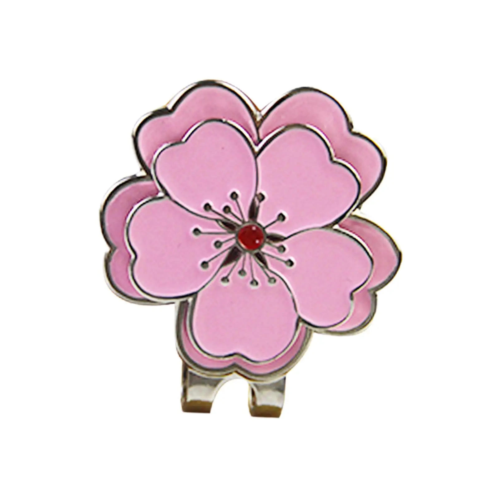 Pink Flower Golf Ball Marker Creative Golf Cap Holder Magnetic Golf Hat Clip