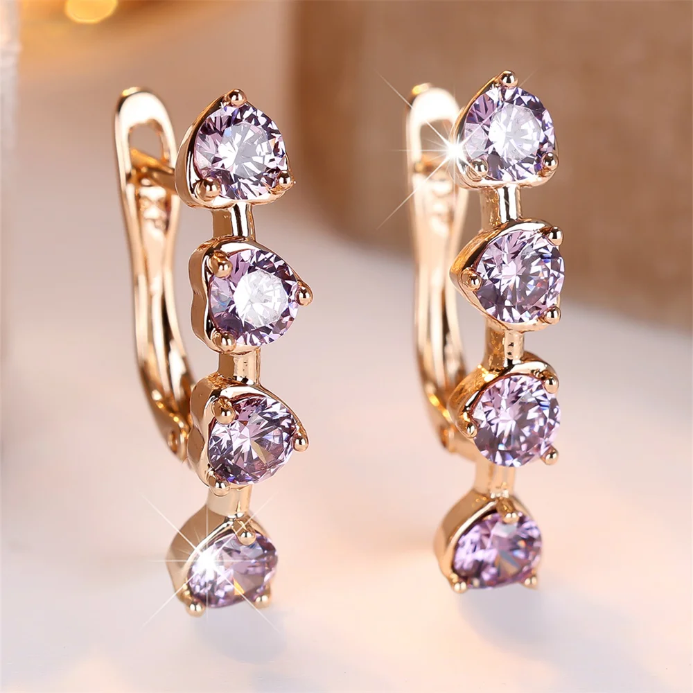 Antique Black Crystal Rainbow Round Stone Hoop Earrings For Women Vintage Gold Color Ear Buckle Wedding Jewelry Versatile Gifts