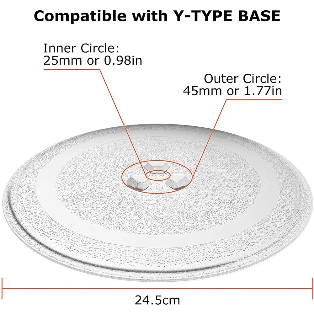 Universal Microwave Glass Plate Microwave Glass Turntable Plate Round Plate Cover Replacement 24.5cm