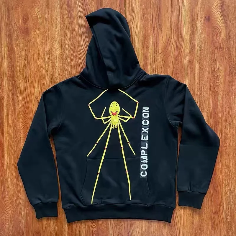 

2024 New CPFM.XYZ Spicy Ink Spider Puff Print Black Hoodie Men Women Streetwear Pullover CPFM XYZ Vintage Hooded Sweatshirt