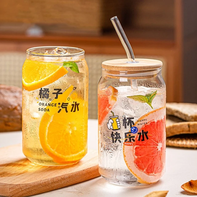 550ml Borosilicate Glass Cup Straw Cola Coke Cup Transparent Water