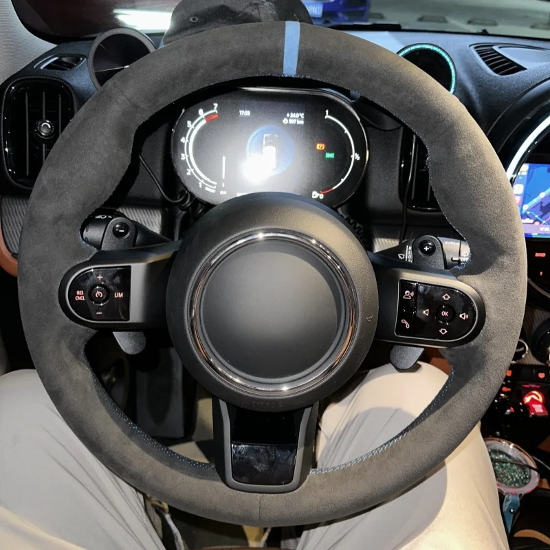 Geflecht Auto Lenkrad Abdeckung Wrap Hand Nähen Anti-Rutsch Bequem Wildleder Leder Für Mini Clubman F54 F57 Cabrio f60 Elektrische