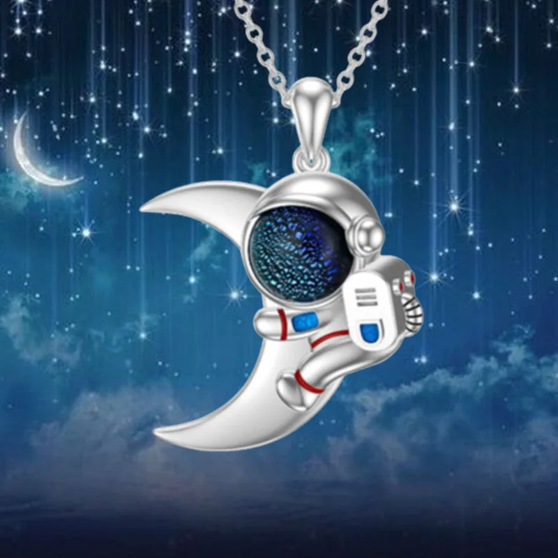 Sterling Silver Astronaut Necklace Milky Way Space Pendant Charming Jewelry  Gifts for Women and Men J55 _ - AliExpress Mobile