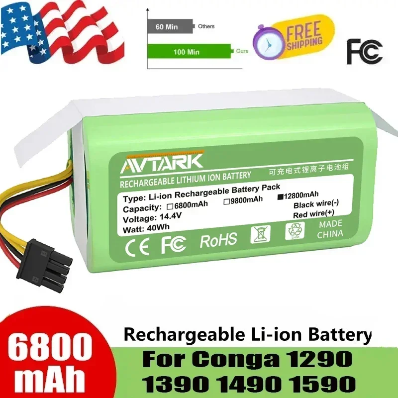 

14.4V 2600mAh Lithium-ion Battery For Cecotec Conga 1290 1390 1490 1590 Robot Vacuum Cleaner Battery Gutrend Echo 520