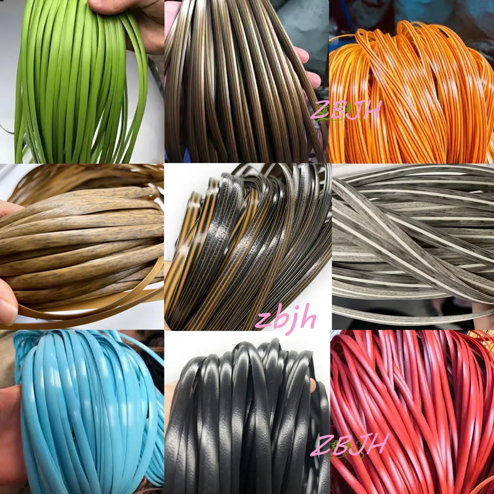 Black four-wire flat synthetic rattan woven material 500G70M used to weave and repair plastic rattan for chairs tables hammoc