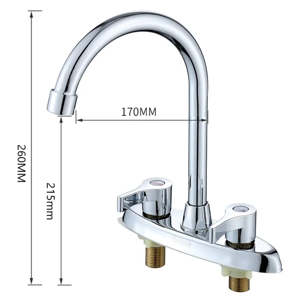Brass Double Hole Handle Kitchen Faucet Rotary Hot And Cold Basin Sink Mixer Tap Ceramic Spool Basin Faucet Kitchen Tap