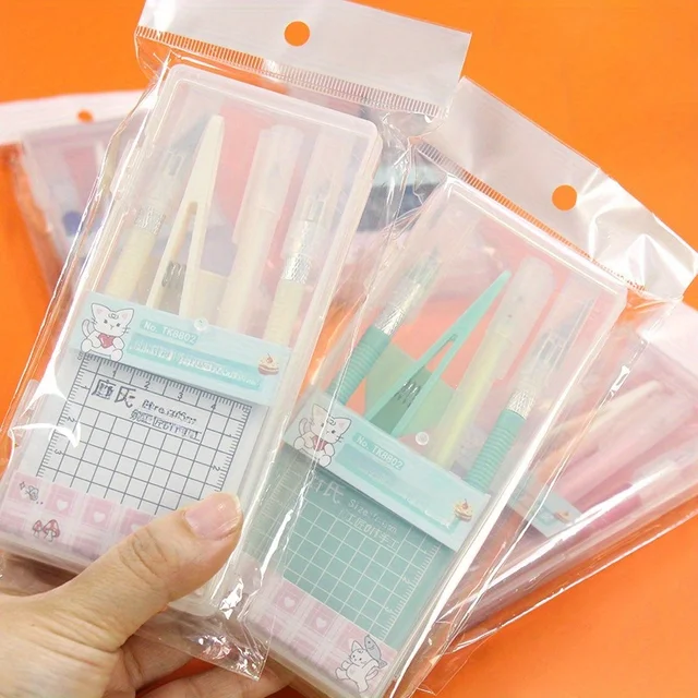 DIY Scrapbooking Tool Kit, DIY Hand Tools Set with Pen, Carving Knife, Tweezers, and Cutting Pad, School Office Crafts Suppliers 1