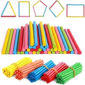 100pcs Colorful Bamboo Counting Sticks Mathematics Montessori Teaching Aids Counting Rod Kids Preschool Math Learning Toy Gift 1