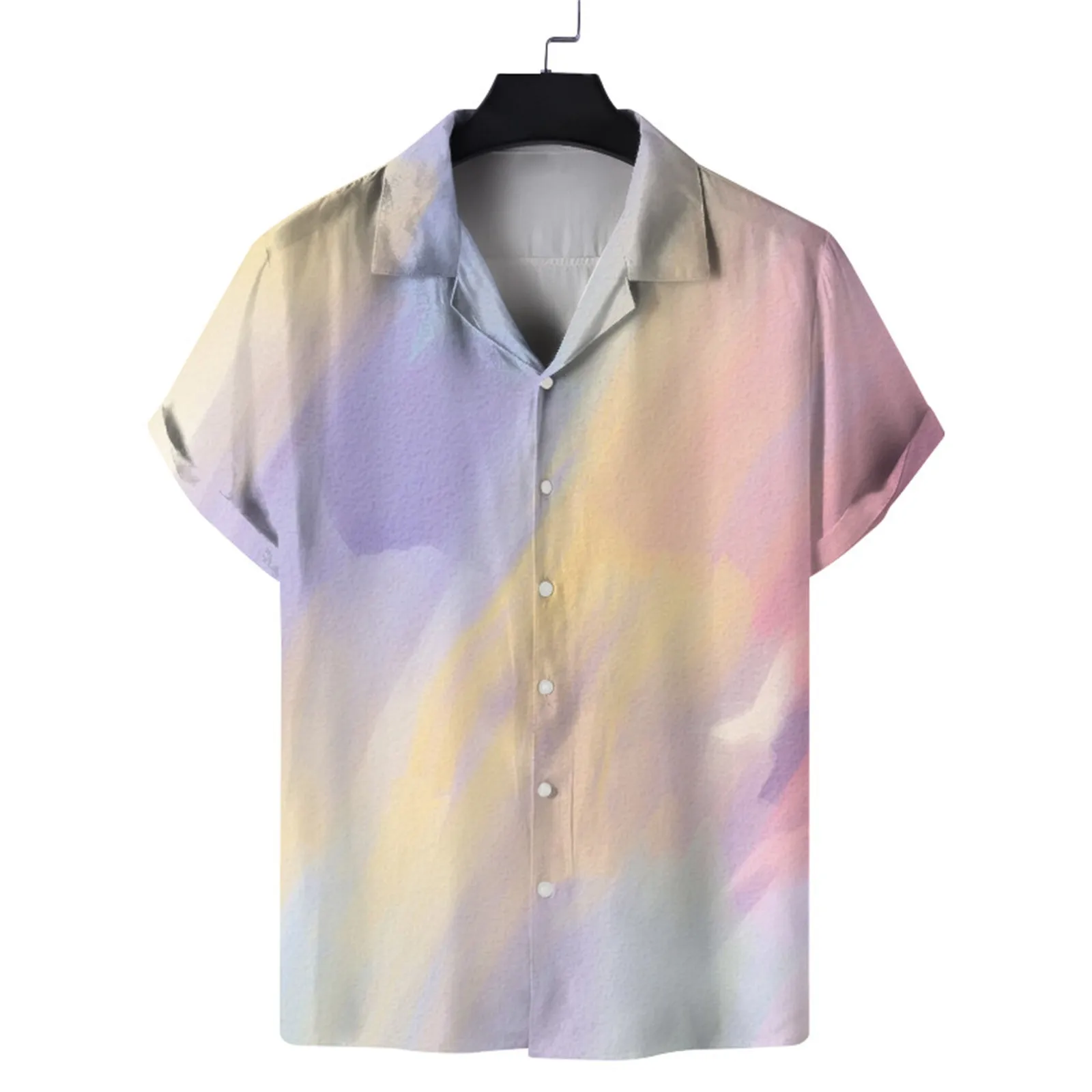 

Men's Casual Loose Printing Beach Short Sleeve Button Down Vintage Dress Cuban Summer Shirt Handsome Men Holiday slim fit