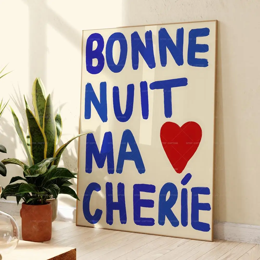 Modern Good Night French Bonne Nuit Ma Cherie Love Couple Quotes Wall Art  Prints Canvas Painting Poster Pictures For Living Room - AliExpress, image size:1000x1000