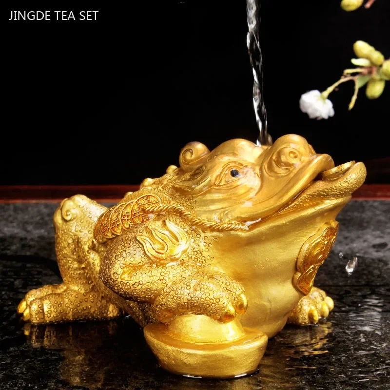Resin Color-changing Tea Pet Feng Shui Gold Toad Decoration Can Raise Animal Model Ornaments Tea Table Decorative Crafts